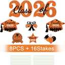 2026 Graduation Yard Sign Stakes Decorations - Congrats Grad Class of 2026 Outdoor Lawn Decor - High School College Grad Graduation Party Decoration Supplies(Orange)