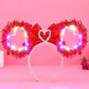 BARTOSI Valentine's Day Light Up Headbands LED Mouse Ears Headband Love Heart Hairband Valentine Hair Accessories for Women