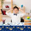 3 Pcs Graduation Pattern Tablecloth, Graduation Tablecovers Congrats Grad Rectangle Disposable Plastic Tablecloth for Kitchen Dining Picnic Tabletop Decoration, 54 x 87 Inch