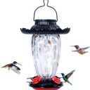 Muse Garden Solar Hummingbird Feeders for Outdoors Hanging, 38oz Hand Blown Glass Humming Bird Feeders for Garden Decor, Moms Birthday Unique, White