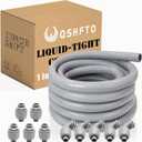 1 Inch Liquid-Tight Conduit and Connector Kit - 25 FT Non-Metallic Electrical Conduit with 5 Pcs 180 Straight and 5 Pcs 90 Angle Fittings