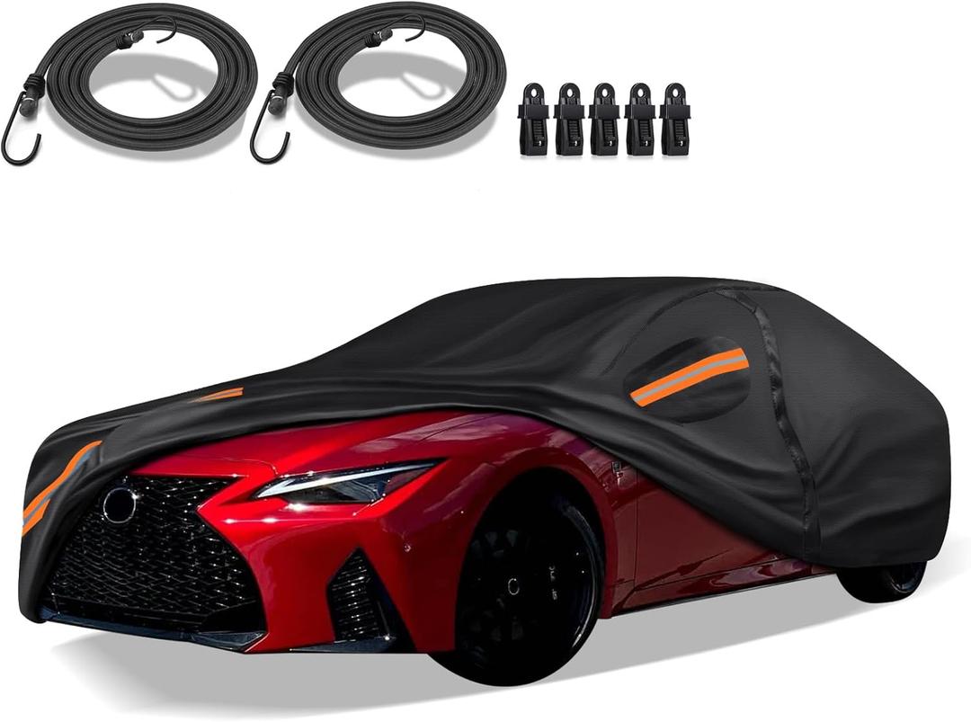 16-Layer Special Full Car Cover Fit for 2005-2024 Lex-us IS250 IS300 IS350 IS500, Ultra Heavy 600D Oxford Cloth, All-Weather Protection Summer Sun Exposure and Winter Snow Rain Dust UV