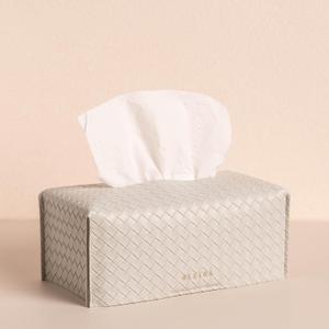 OLETHA Aesthetic Rectangle Tissue Box Cover, Medium Flat Box Tissues Holder Rectangular, Woven Textured, Grey (Fits Medium Flat Box (110-160 Sheets)