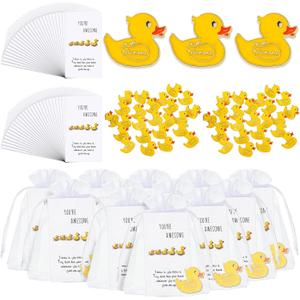 Fuutreo 30 Set Yellow Duck Brooches with You're Awesome Cheer Card Duck Pins for Employee Appreciation Month Gift (Yellow)