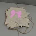Burlap Happy Birthday Banner, Assembled Pink Bow Birthday Garland Happy Birthday Sign for Rustic Birthday Party Decorations