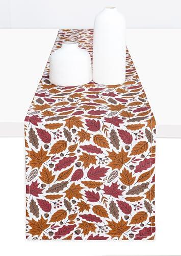 PurpleEssences Maple Leaves Table Runner, 14x90-in Autumn Table Runner for Fall Outdoor & Indoor Party, Thanksgiving Table Runners for Kitchen Dining Table, Fall Garden