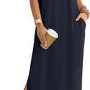 MEROKEETY Women's 2025 Spring Summer Maxi Dress Casual V Neck Split Beach Vacation Loose Long Dresses, Small