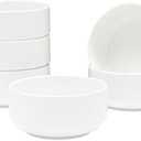 Vikko White Soup Bowls, Set of 6 for Kitchen, 12 Ounce Cereal Bowl, Small Ceramic Rice Bowls for Side Dishes, Dishwasher and Microwave Safe