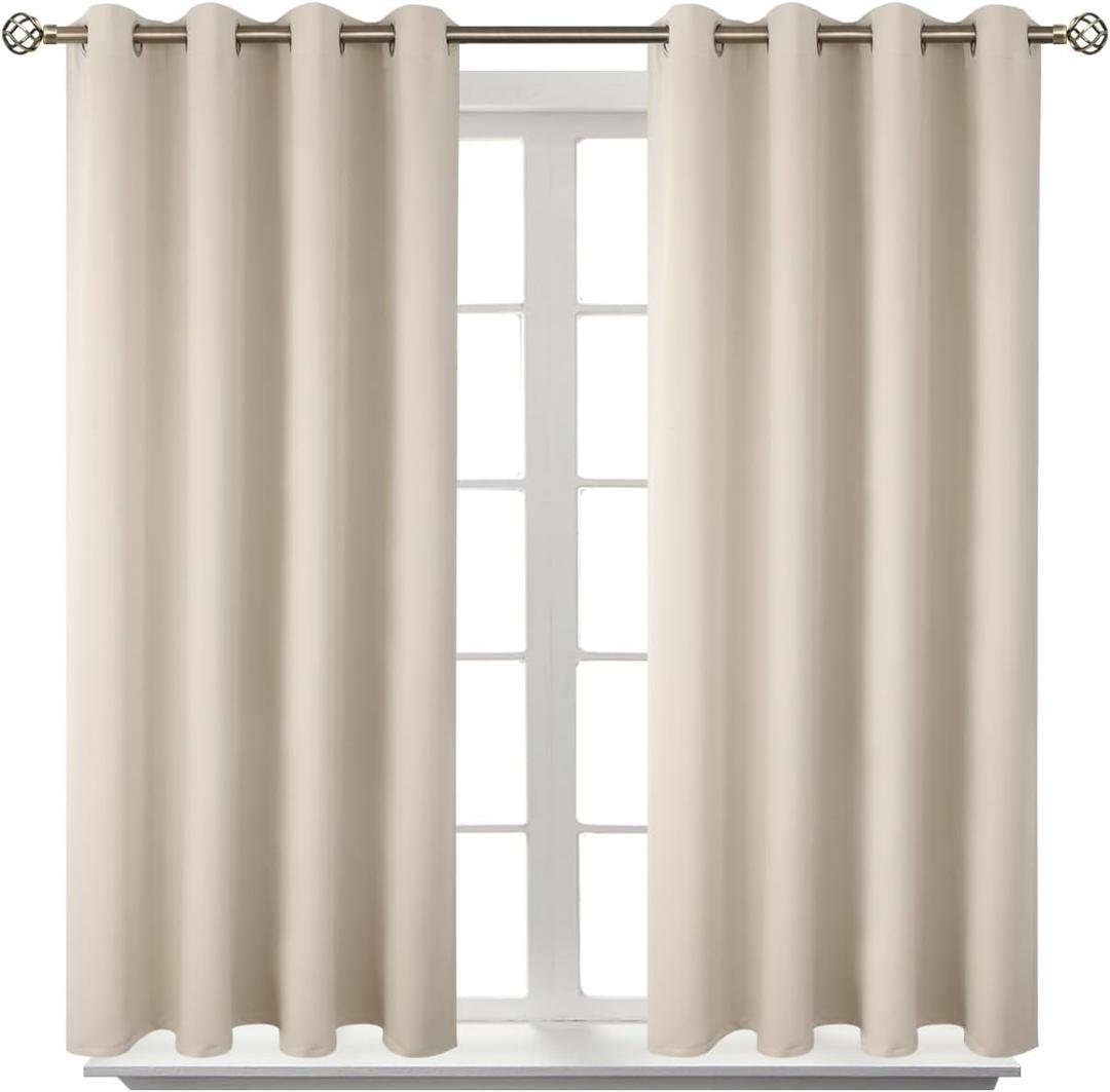 BGment Blackout Curtains - Grommet Thermal Insulated Room Darkening Bedroom and Living Room Curtains, Set of 2 Panels (52 x 45 Inch, Champagne)