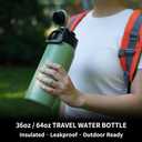 BJPKPK Half Gallon Water Bottle,64oz Insulated Bottles Wide Mouth,Stainless Steel Large Water Jug with Leakproof Spout Lid,Keep Drinks Cold and Hot,Peach
