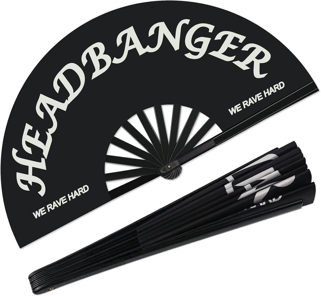 2 x Large Rave Folding Clack Handheld Fan for Men/Women Beach Vacation Essentials Hand Fan for Dance Music Festival Party, Performance, Decorations,Cool Stuff,Beach Vacation Clothes for Women