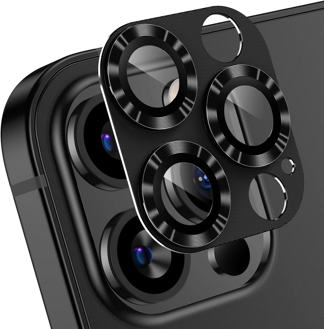 Korecase for iPhone 12 Pro Camera Lens Protector, Anti Scrach HD Tempered Glass Camera Screen Protector Cover,Aluminum Alloy Whole Lens Film Cover for iPhone 12 Pro 6.1",Black
