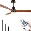 Depuley 52Inch Ceiling Fan with Light: Walnut 3 Blade Outdoor Fans for Patios  Dimmable Indoor Fan with Remote APP Control Ultra Quiet DC Motor Reversible 6 Speed Timer