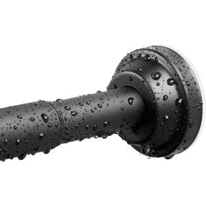 Matte Black Shower Curtain Rod, 40-76 Inches No Drilling Adjustable Tension Curtain Rods for Bathroom, Stainless Steel Metal Spring, 1 Inch Diameter, Anti-Slip, No Rust