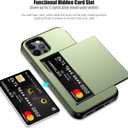 Nvollnoe for iPhone 12/iPhone 12 Pro Case with Card Holder Heavy Duty Protective Dual Layer Shockproof Hidden Card Slot Slim Wallet Case for iPhone 12/12 Pro for Men&Women(Green)