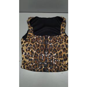 SOLY HUX Women's Cheetah Sequin Tank Top Square Neck Leopard Sleeveless Y2k Crop Tops (Medium)