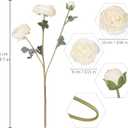 White Ranunculus Artificial Flowers 4PCS Vintage Artificial Peonies Silk Flowers with Stems for Wedding Bouquets Party Home Table Centerpiece Arrangement(White)