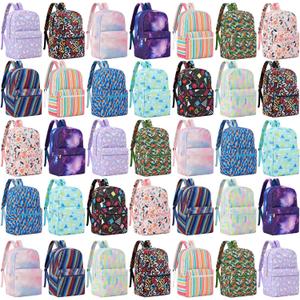 Amylove 36 Pack Bulk School Backpacks for Kids 17 Inch Energetic Color