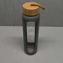 Aqulea Glass Water Bottles 32 Oz with Silicone Sleeve - BPA Free Reusable Wide Mouth Glass Motivational Water Bottles with Fruit Infuser  Leak Proof Borosilicate Water Bottle with Time Marker (Green)