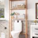 AmazerBath Over The Toilet Storage Bamboo, Bathroom Over Toilet Organizer Rack, 3-Tier Freestanding Above Toilet Shelf for Bathroom, Laundry, Space Saver, Natural Color