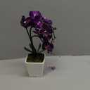 15" Tall Artificial Silk Phalaenopsis Orchid Flower Plant Pot Arrangements (Dark Purple)