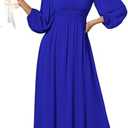 BOLENSYE Long Formal Dresses for Women with Lantern Sleeves A Line Chiffon Ruched Bridesmaid Dress Evening Gowns, Size Large