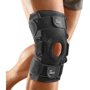 Fit Geno Hinged Knee Brace for Meniscus Tear: Adjustable Knee Support for Knee Pain w/Side Stabilizers & Hinges for Injury or Surgery Recovery - Men and Women size regular