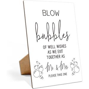 Wedding Bar Sign, Blow Bubbles of Well Wishes, Bridal Shower Decorations, Bachelorette Party Decorations811 Wooden Play Sign with Stand for Wedding Open Bar Decor - LP092