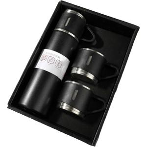 500ML/17oz creative cup with three lids, stainless steel insulated coffee cup - set - black - 500ML