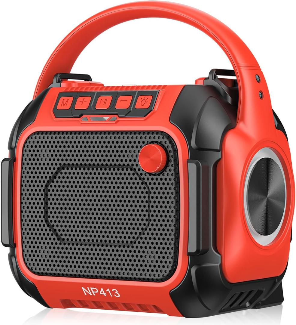 Bluetooth Speaker Compatible for Milwaukee 18V with FM Radio,Bluetooth 5.3,Aux Port Supported,TF-Card Input,USB & Type-C Charging, Cordless Speaker for Home Outdoor Party Work (No Battery)