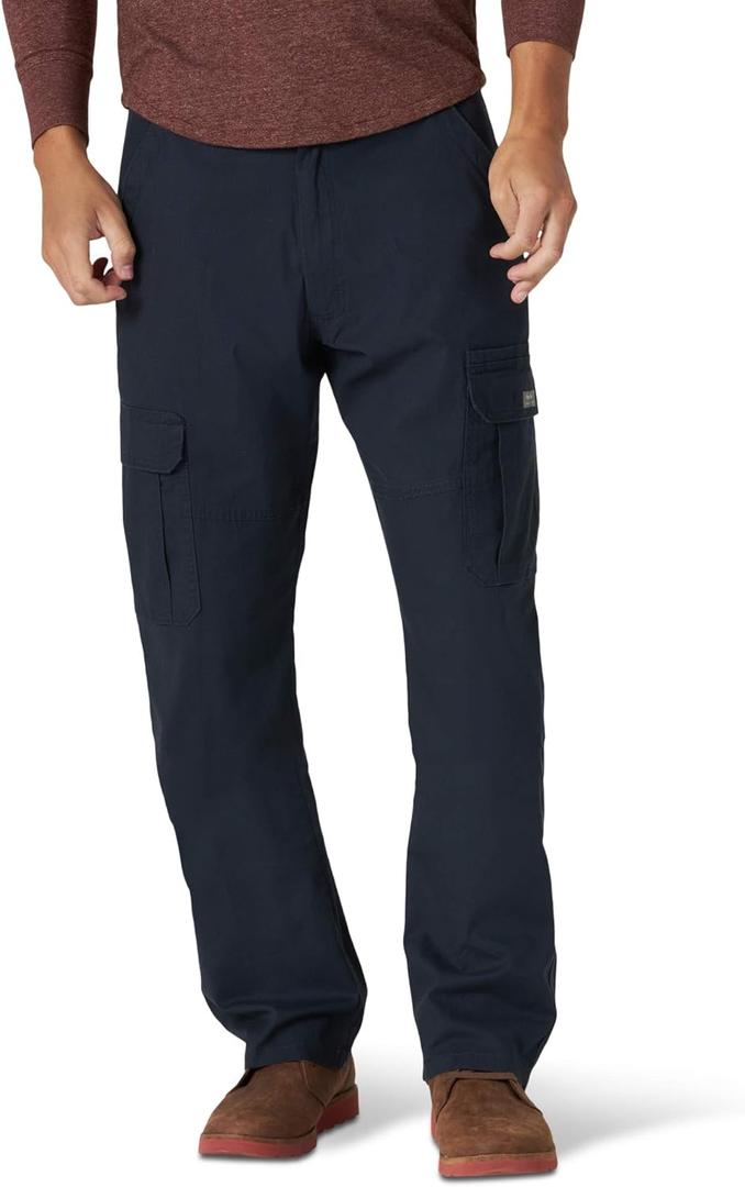Wrangler Authentics Men's Relaxed Fit Stretch Cargo Pant (44W x 32L, Navy)