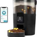 Automatic Cat Feeder 3.5L/15 Cup 2.4G WiFi Pet Feeder for Dog Work with Alexa & Echo Timed Cat Food Dispenser for Remote Feeding with Stainless Steel Bowl up to 10 Meals Per Day with APP (Black)