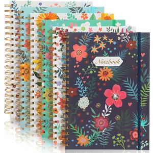 Coopay 6 Pack B5 Spiral Notebook Journal for Women, College Ruled Composition Notebooks Hardcover Spiral Journal, Cute Blooming Floral, Office School Business Supplies, 10.2" x 7.5", 160 Page
