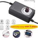 Delinx 36W 12V PC Fan Power Supply,4 Cooling Fan Speed Controller,100-240vAC to 3-12vDC Adjustable 3A Power Adapter,with Fan Splitter Cable,DC Female to 4 x 3/4 Pin, Multi-Functional