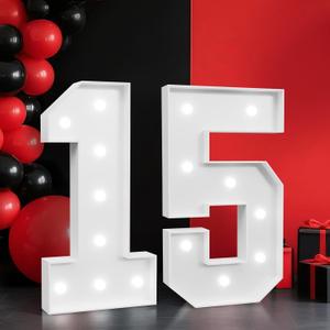 2FT Marquee Numbers 15, Light up Numbers for 15 Birthday Decoration, Large Light Up for 15 Years Old Birthday Party, Anniversary Party Decor Birthday Sign, Pre-Cut Foamboad Mosaic DIY