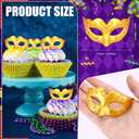 Deekin 24 Pcs Mini Masks Masquerade Small Masquerade Mask Cake Toppers Decorative Mardi Gras Venetian Party Decoration(Gold)