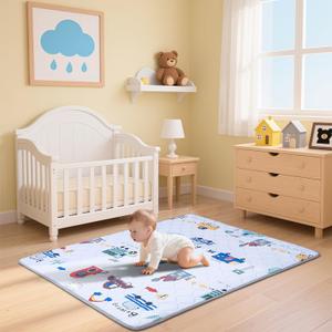 Baby Play Mat, Soft Baby Floor Mat, 71’’ x 59’’ Thicker Foam Play Mat Foldable Baby Playpen Mat Crawling Mat for Babies, Toddlers, Car Design