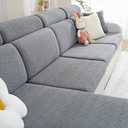 2 x Couch Cushion Covers, Couch Covers Magic Sofa Covers Washable Stretch Resistant Slipcovers for Sectional and L Shaped Seats Furniture Protectors for Pets (Back Cover M, Dark Gray)