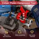 Brake Caliper Compression Tool, 4 Piston Brake Caliper Tool for Single/Twin/Quad Piston Calipers, 29100 Brake Pad Spreader Compatible with Most Cars and Light Trucks (Red)