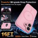 MOCCA Magnetic for iPhone 17 Case, (Compatible with Magsafe) (16FT Military Grade Protection) Full Camera Protection Anti-Fingerprint Slim Translucent Matte Phone Cover 6.3",Pink