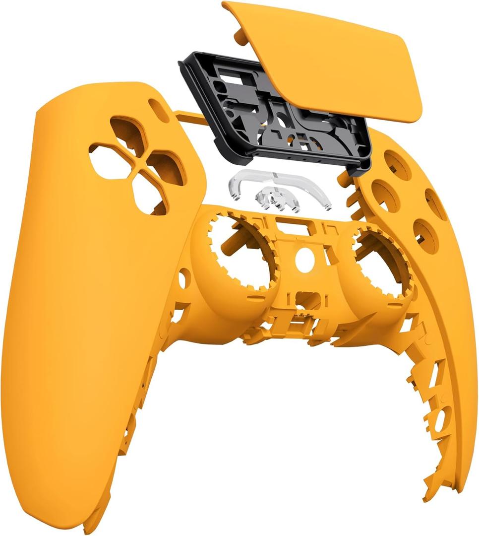 eXtremeRate Caution Yellow Soft Touch Touchpad Front Top Shell Compatible with p s 5 Controller BDM-010 020 030 040 050, DIY Replacement Shell Custom Touch Pad Cover Compatible with p s 5 Controller