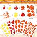 2 x Whaline 105Pcs Fall Glitter Maple Leaves Window Clings Colorful Hello Fall Window Decals Doubled-Sided Window Stickers for Autumn Thanksgiving Harvest Home School Office Party Supplies Gifts, 9 Sheets