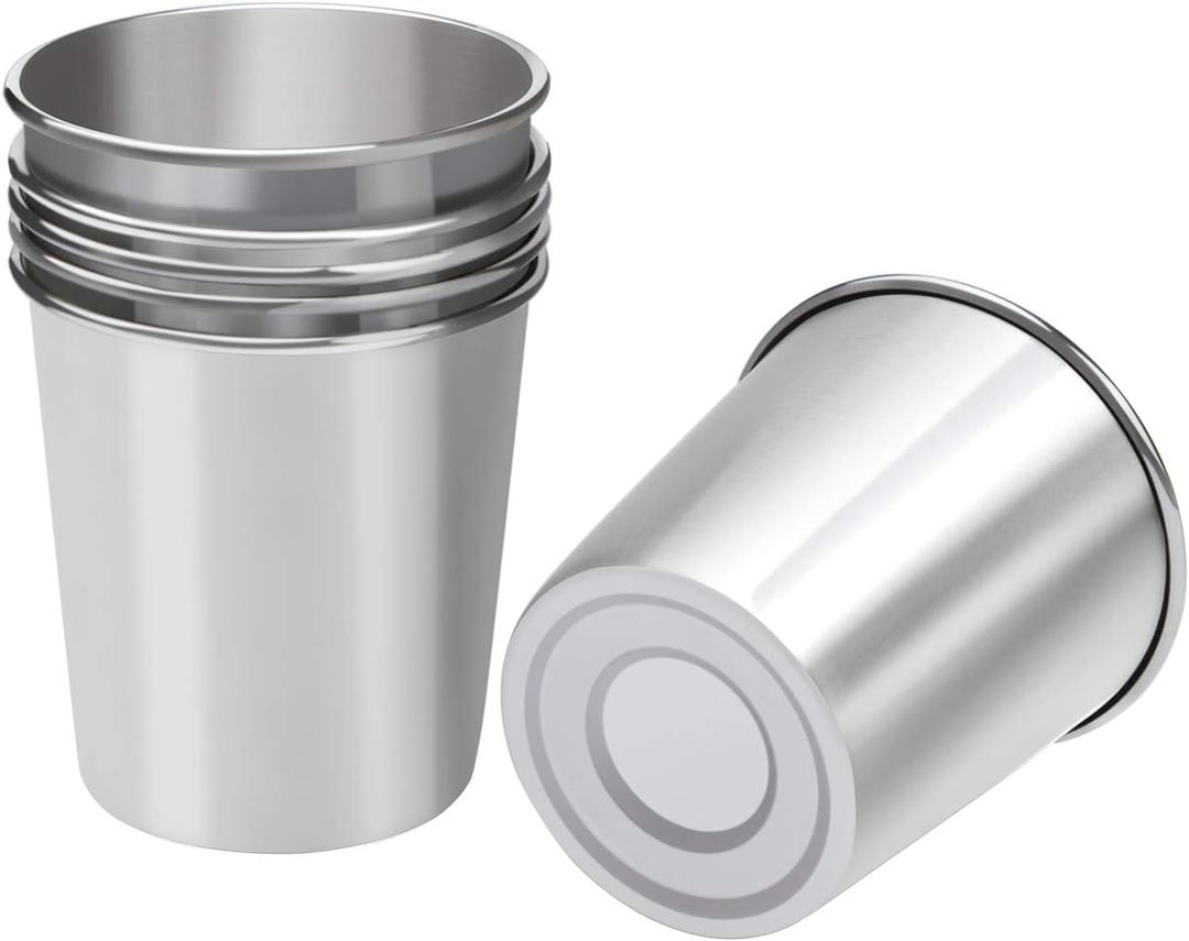 Ruisita Resinta 6 Pack 5 oz Stainless Steel Cups Metal Shatterproof Stackable Pint Drinking Cups for Kids
