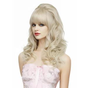 Rugelyss Long Wavy Blonde Wig with Bang Big Bouffant Beehive Wigs for Women fits 80s Costume or Halloween Party