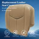 GXARTS Driver Side Bottom Lower Replacement Leather Seat Cover Medium Neutral Tan 522 Or 52i Compatible with Chevy Avalanche Silverado GMC Sierra 1500 2500 3500 HD 2003 2004 2005 2006 2007