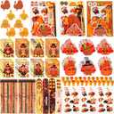 Epakh 192 Pcs Fall Thanksgiving Party Favors Classroom Gifts Friendsgiving Goodie Bags Carnival Day Prizes Pumpkin Turkey Pencils Notepads Stamps Bulk for Autumn Themed Stationery Rewards Set (Turkey)