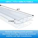 10 PCS Polycarbonate Greenhouse H-Clip Connectors 4ft Length, Fits 0.16 & 0.24 Twin-Wall Polycarbonate Panels Duty Dust, Rain & Moisture Protection Durable (H-Clip 4' 1.57 0.24)