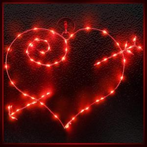Valentine Window Lighted Red Heart with Arrow, 16 Inch 50 LEDs Iron Frame Hanging Light, Love Window Silhouette Party Decoration Indoor for Mother's Day Wedding, Proposal, Birthday
