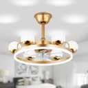 23 inch Gold Chandelier Ceiling Fan with Light, Dimmable LED Fandelier Ceiling Fans with Lights DC Motor 6 Speeds Modern Ceiling Fan for Bedroom Living Room
