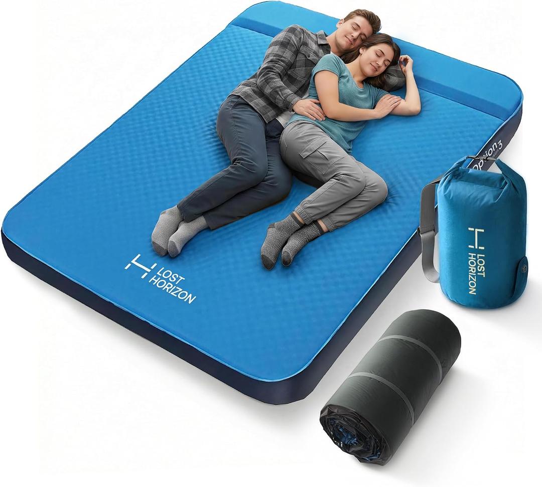 Lost Horizon Self-Inflating Foam Camping Mattress, Queen, 3" Thick